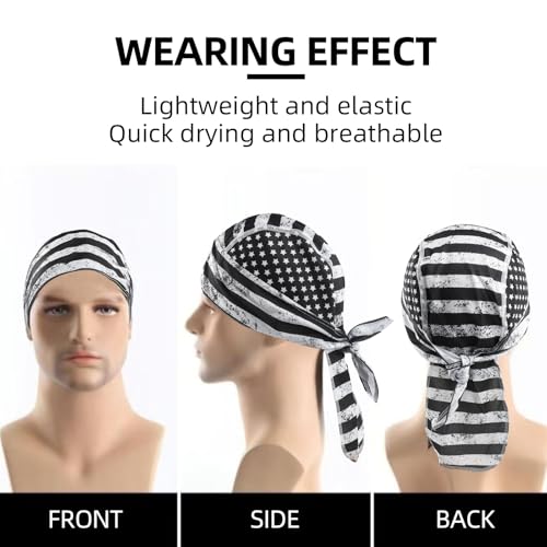 Image of 8 Pack Do Rag Skull Caps for Men Cap Bandana Hat Sweat Wicking Cooling Helmet Liner Cycling Beanie Head Wraps Rag