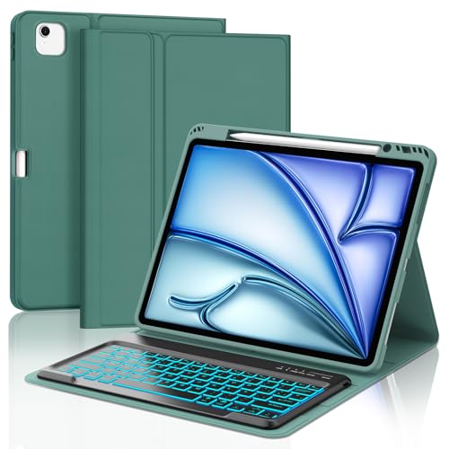 Teclado para iPad Air 13 M4 que soluciona la falta de Ñ con funda protectora y luz