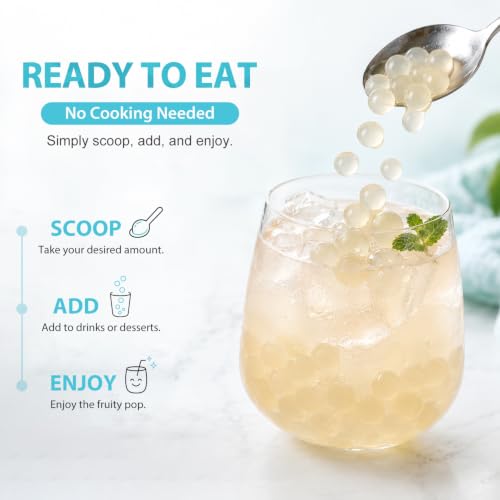 Image of Soeos Lychee Popping Boba, Bursting Fruit Flavored Boba Pearls, 2.6 lbs