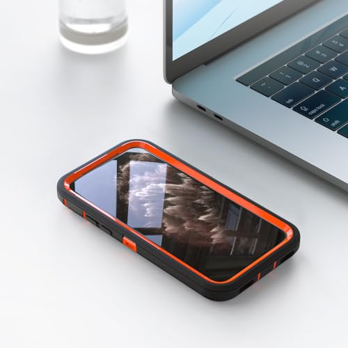 Image of Case for iPhone 11 Pro Max, Heavy-Duty Tough Rugged Shockproof Drop Protective Cover Phone Cases, Black+Orange