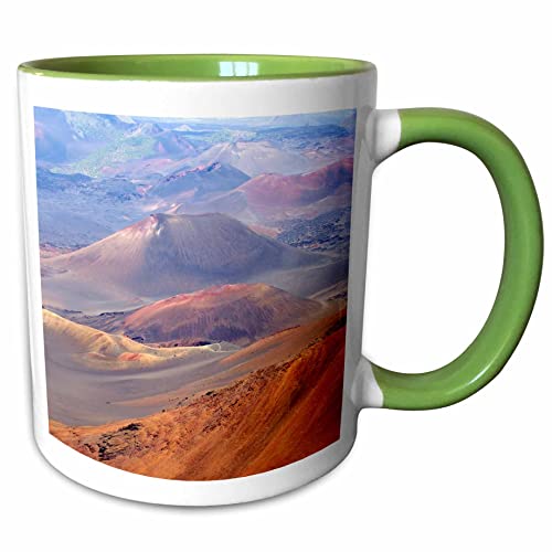 3dRose Crater of Volcano Haleakala, NP, Maui Island 15oz Two-Tone Green Mug