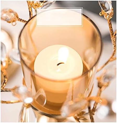 candle-holder Flower Branch Crystal Candle Holder Decoration Lamp Luxury Romantic Dining Table Candle Light Dinner Props Home Decoration Candle Holder candlestick(Medium)