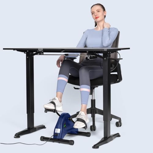 Image of HOMGIM Mini Exercise Bike,Under Desk Bike for Seniors Rehab Training, Motorized Pedal Exerciser for Arm /Leg Fitness & Physical Therapy, 6 Levels Speed Adjustment