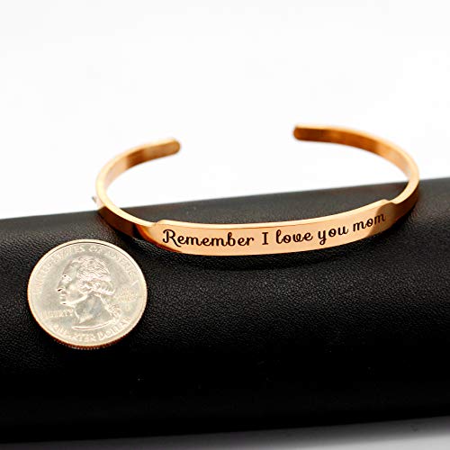Image of Uloveido Charm Comfort Fit Stainless Steel Bangle Remember I Love You Mom Initial Cuff Bracelet Mother Day Mother's Gifts Y458