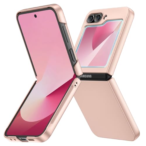 Ruky for Samsung Z Flip 6 Case, with Built-in Screen Protector, Gold
