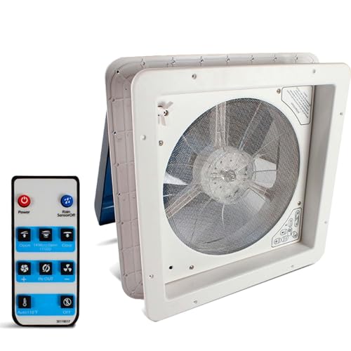 zhenmaster Ventilateur De Toit Pour Camping-Car 14 x 14, Système De Ventilation De Toit Avec Protection Automatique Contre La Pluie, Ventilateur Réversible 12V Puissant Pour Échange D'Air Maximal