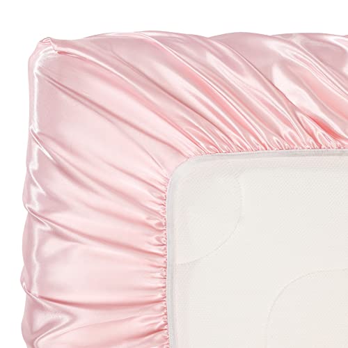Siinvdabzx Satin Crib Sheets For Girls, Silky Soft Pink Crib Fitted Sheets For Standard Crib And Toddler Mattress, 28 X 52 X 8In (Pack Of 1) #TOP4