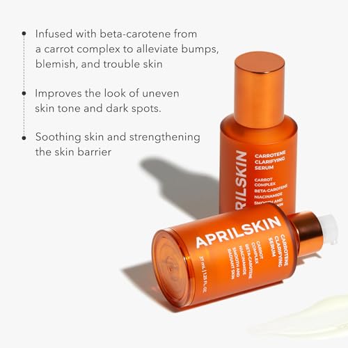 Image of APRILSKIN Carrotene Clarifying Facial Serum | Vegan, Non-comedogenic | Blemish Clear, Dark Spot Corrector | Korea Skincare | Oily Skin, Sensitive Skin, Bumpy Skin | 1.25 fl.oz