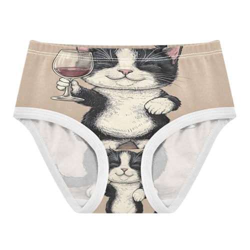 Cute Black and White Cat Holding Wine Glass Toddler Girls's Underwear 2T 202b8826