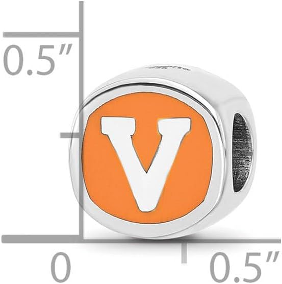 LogoArt Logo Art Sterling Silver Virginia Cavaliers V Cushion Shaped Logo Bead