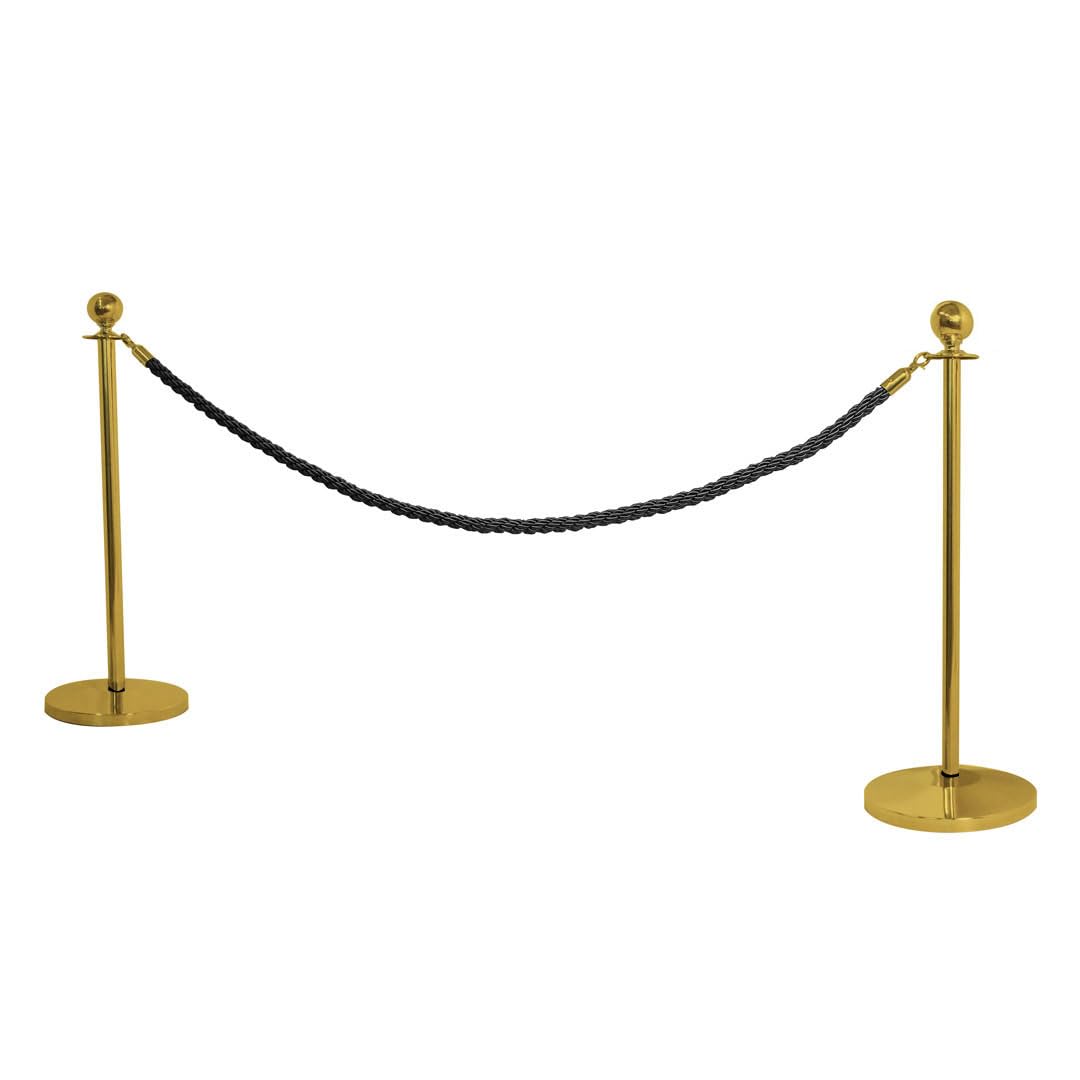 Danieli - Cordone Intrecciato 2 Metri per Colonnine Segnapercorso. Corda Intrecciata con Moschettone in Metallo Dorato. Adatto per Teatri, Musei ed Eventi. (Nero)