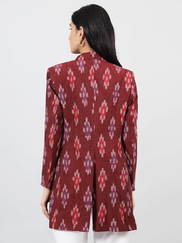 Womens Ikat Red Cotton Blazer3