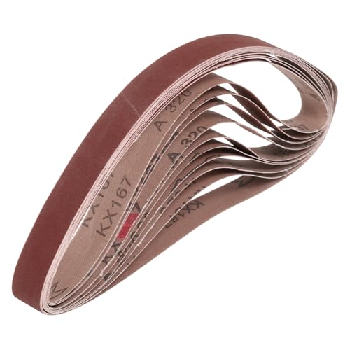 QUARKZMAN 25mm x 762mm Bandas de Lija Set, 10pcs Cintas Abrasivas 320 Grano Correa para Lijadoras Óxido Aluminio para Carpintería Pulido de Metal Afilador de Cuchillo