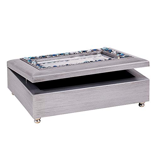 Cottage Garden First Holy Communion Brushed Silver Finish Jeweled Lid Jewelry Music Box Plays Tune Ave Maria #TOP3