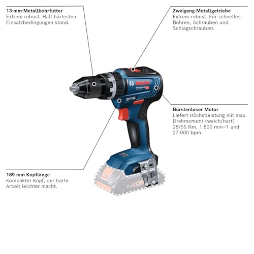 Bosch Professional Akku Schlagbohrschrauber GSB 18V-55 mit Zubehörset