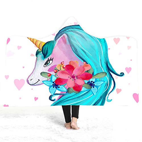 SYC Manta De Capa con Capucha, Mantas De Capa De Unicornio para Niños Mantas Impresas En 3D Tamaño Queen