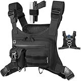 DegeTMVe Tactical Running Chest Bag with Anti-Bounce Design, Water-Repellent & Concealed Pistol Holster – Adjustable 4-Strap, Water Bottle Holder, Reflective Safety for Hiking, Cycling, Workouts