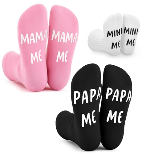 Jadive 3er-Familien Socken Werdende Eltern Geschenk Mama Papa Baby zur Geburt Neugeborenen Neue Schwangere(Baumwolle)
