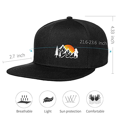 Sunset Mountain Snapback Hats For Men Black Flat Bill Hats Trucker Snap Backpack Hat Fitted Hats Adjustable #TOP2