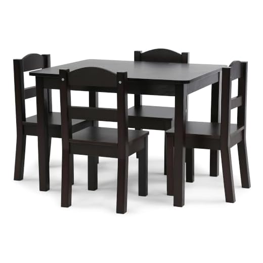 Humble Crew, Espresso Kids Wood Table and 4 Chairs Set, 5-Piece
