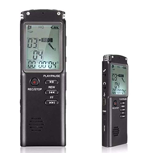 Lychee Grabadora de Voz Digital Portátil 8GB 1536kbps,Recargable Reproductor de MP3, Micrófono Dual,Reducción de Ruido, Pantalla LCD y Activación por Voz, para Lecciones/Reuniones/Entrevistas