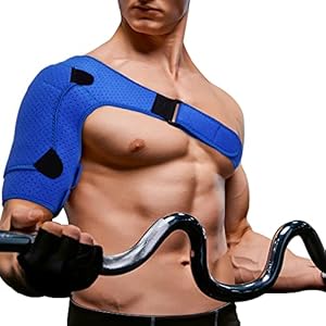 FITTOO Shoulder Support Brace for Men & Women, Shoulder Support Wrap Sleeve for Torn Rotator Cuff, AC Joint Pain Relief, Sports, Gym Workout Shoulder Protect with Ice & Hot Pack Pocket