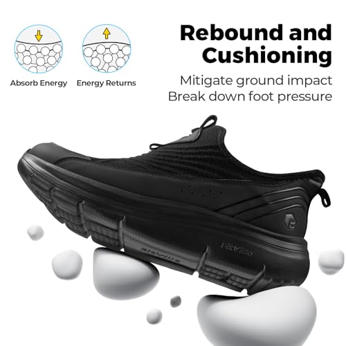 FitVille Men's Extra Wide Slip on Walking Shoes, Breathable Hands Free Slip on Sneakers, Comfortable Orthopedic Shoes for Standing All Day - Step Ease V14