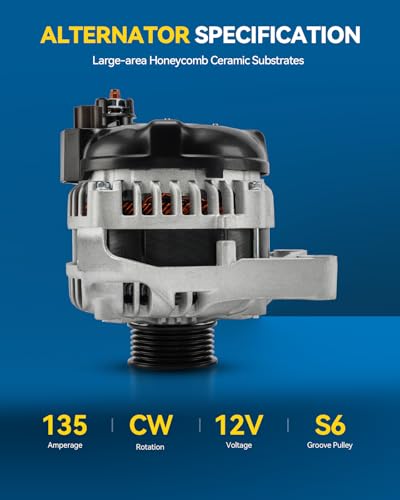 Image of PHILTOP NEW Alternator Compatible with Ford F-150 2009 2010 4.6L, 11368N Automotive Alternator Replacement, 12V 135Amp CW S6 6-Groove Pulley IR /IF
