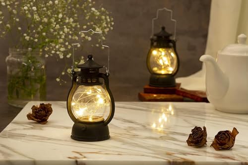 Image of Satyam Kraft 2 Pcs Flameless and Smokeless Acrylic Antique LED Lantern Hurricane Lamp and Wall Hanging Led Candle Light Holder for Home,Wedding,Living Room,Decorations Valentine(Yellow) (Color 9)