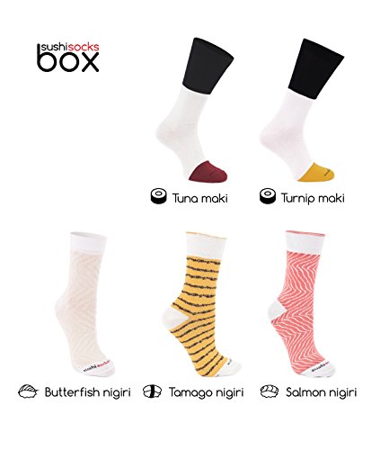 Calcetines de sushi Tamago Salmon pack de 5 pares de calcetines originales para regalar 5