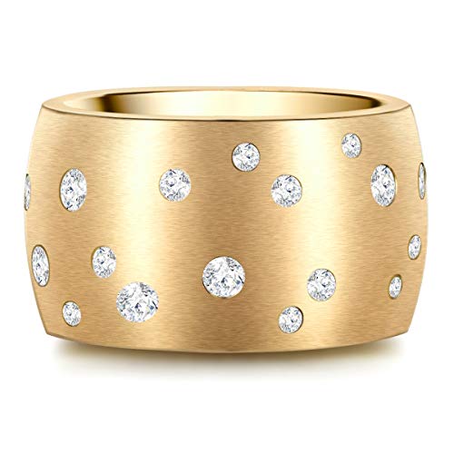 Stella Copenhagen Damen Ring Edelstahl gelbvergoldet verziert mit Kristallen von Swarovski® weiß Cover