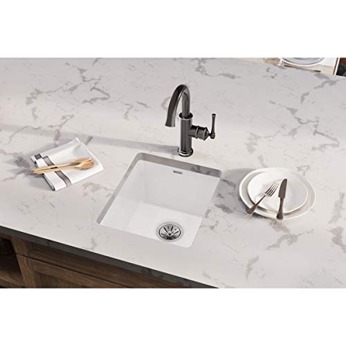 Elkay Fireclay SWU1517WH White Single Bowl Undermount Bar Sink