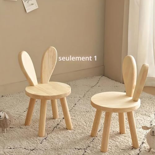 Tabouret de planche en bois avec oreilles de lapin pour enfants - 6