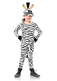 Leg Avenue Marty the Zebra Unisex Shirt with Hoof Sleeve Pants Head (3 Piece), Black/White, Medium