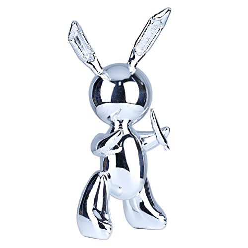 Suruim Cute Balloon Rabbit Statue Resin Sculpture Animal Figures Home Decor Modern Nordic Home Decoration Accessories For Living Room (8.2In,Silver) #TOP10
