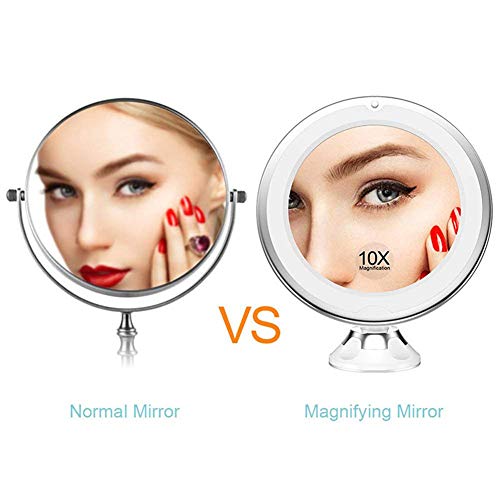 Espejo para maquillaje con luz LED y aumento 10X miniatura 4