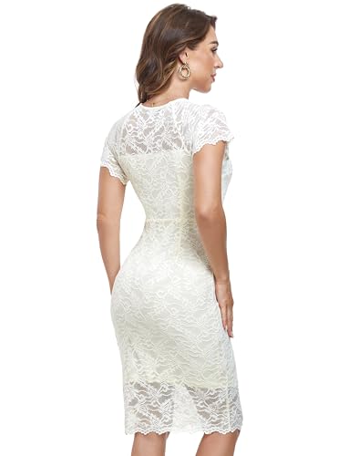 Image of Atnlewhi Womens Vintage Lace Floral Off Shoulder Elegant Swing Dresses A-line Mini Dress for Party Cocktail Wedding