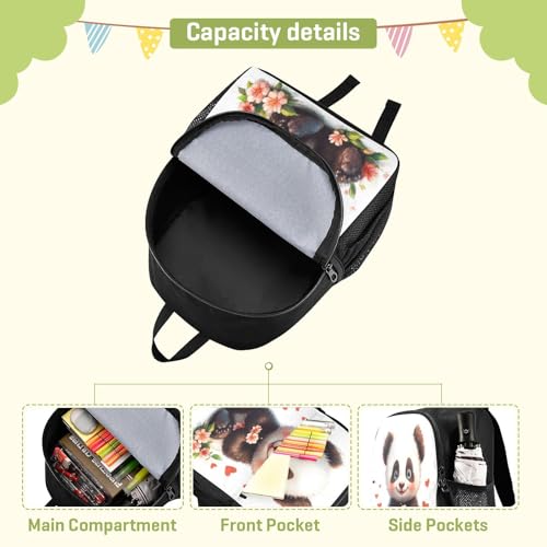 Cute Panda Flowers White Kids Backpack for Boys Girls Lightweight Travel Daypack Rucksack for Kids Elementary4