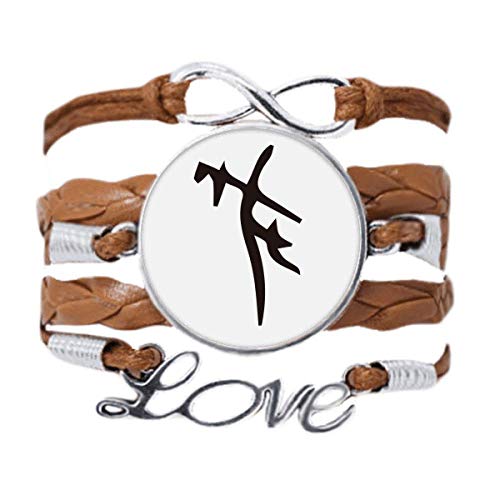 Bracelet corde en cuir noir avec inscription os personnage chinois unique