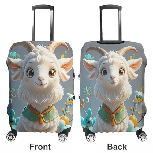 Cute Goat Elastic Luggage Cover Suitcase Protector for 19-32 Inch Suitcases | Universal Stretchable Travel Bag Cover | Anti-Scratch, Washable with Zipper Closure L3