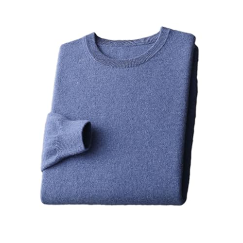 Men's Solid Merino Wool Pullover Sweater O-Neck Long-Sleeved Knitwear Business Casual Jumper
