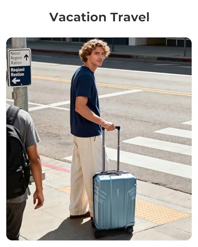 Image of BAGSMART Expandable Carry On Luggage 22x14x9 Airline Approved, Airy Blue | Spinner Wheels, TSA Lock, Lightweight Hard Shell, Suitcase,22x14x9 Airline Approved,
