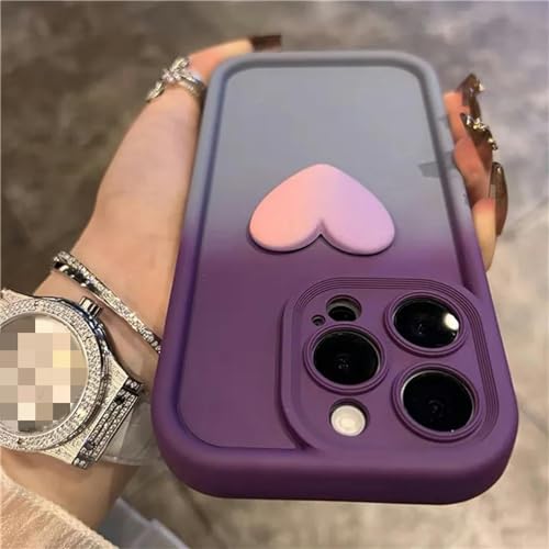 Coque iPhone 15 Plus silicone 3D amour dégradé de couleur gris violet - 7