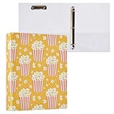 ALAZA Popcorn Striped Yellow 3 Ring Binder Holds of 200 Sheets Fits Letter Sized Paper D-Ring Organizer for School Home Work Office 1 Pack