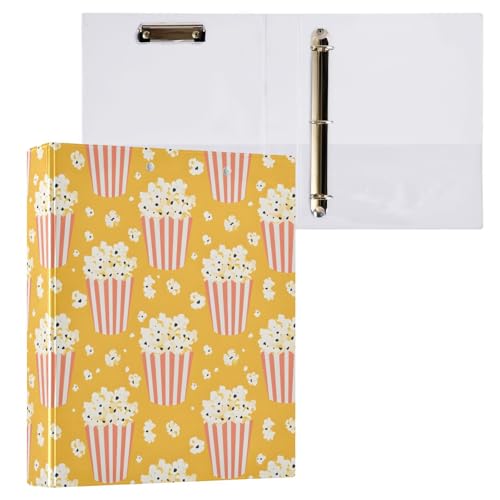 ALAZA Popcorn Striped Yellow 3 Ring Binder Holds of 200 Sheets Fits Letter Sized Paper D-Ring Organizer for School Home Work Office 1 Pack