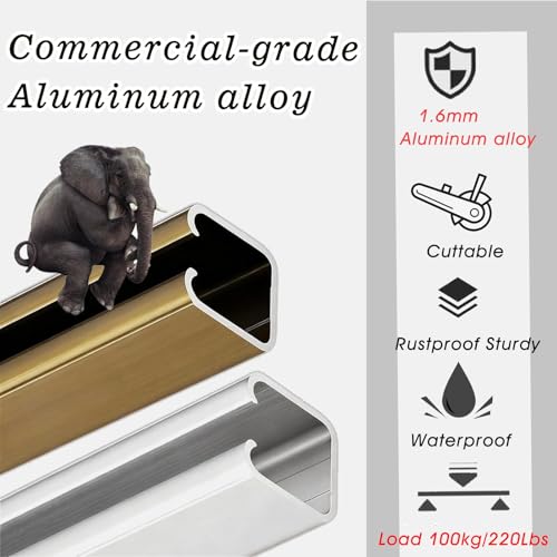 Heavy Duty Pocket Door Sliding Door Track, Box Rail Barn Door Hardware Sliding Track con 4 Ruedas para Baño Oficina Gabinete, Rieles para Puertas Corredizas B 110cm (43 2/7'') miniatura 4