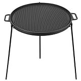 Onlyfire Chef 18" Cast Iron Campfire Griddle, Double Sided Reversible Stovetop Grill, Griddle Pan wi