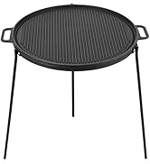 Onlyfire Chef 18" Cast Iron Campfire Griddle with Handles, Double Sided Grill Pan with 3 Removabl...