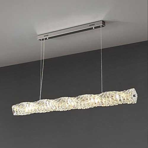 Lustre en cristal moderne pour table à manger suspendu rectangulaire led chic