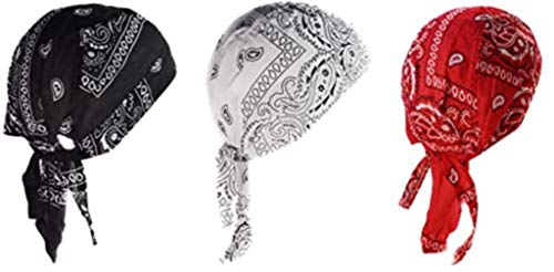 topt rasta lot 4 bandana noir blanc rouge paisley biker coton homme femme serre tete